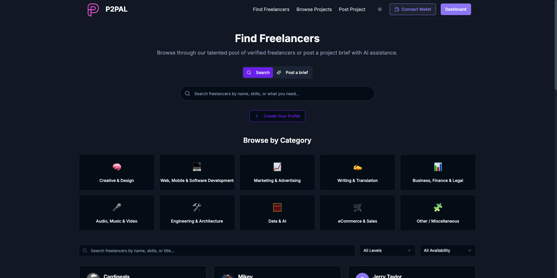 P2PAL Search or Post a Project