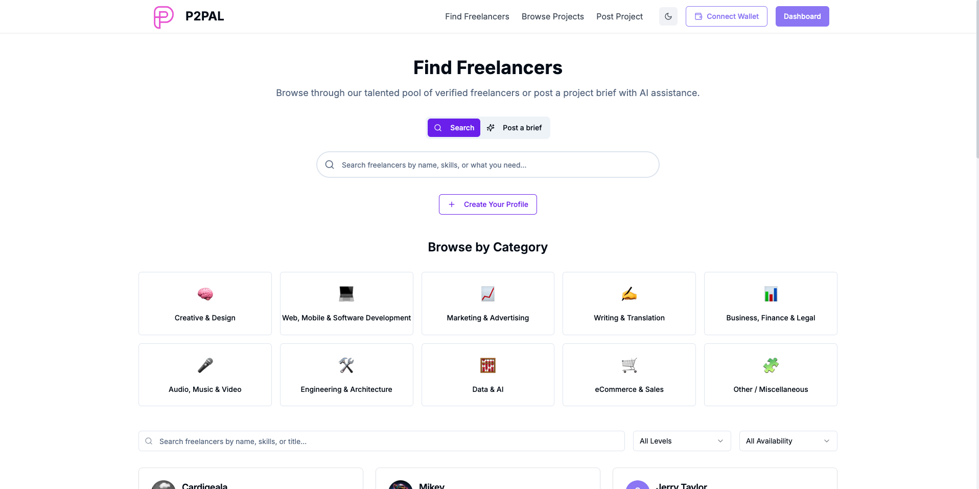 P2PAL Search or Post a Project